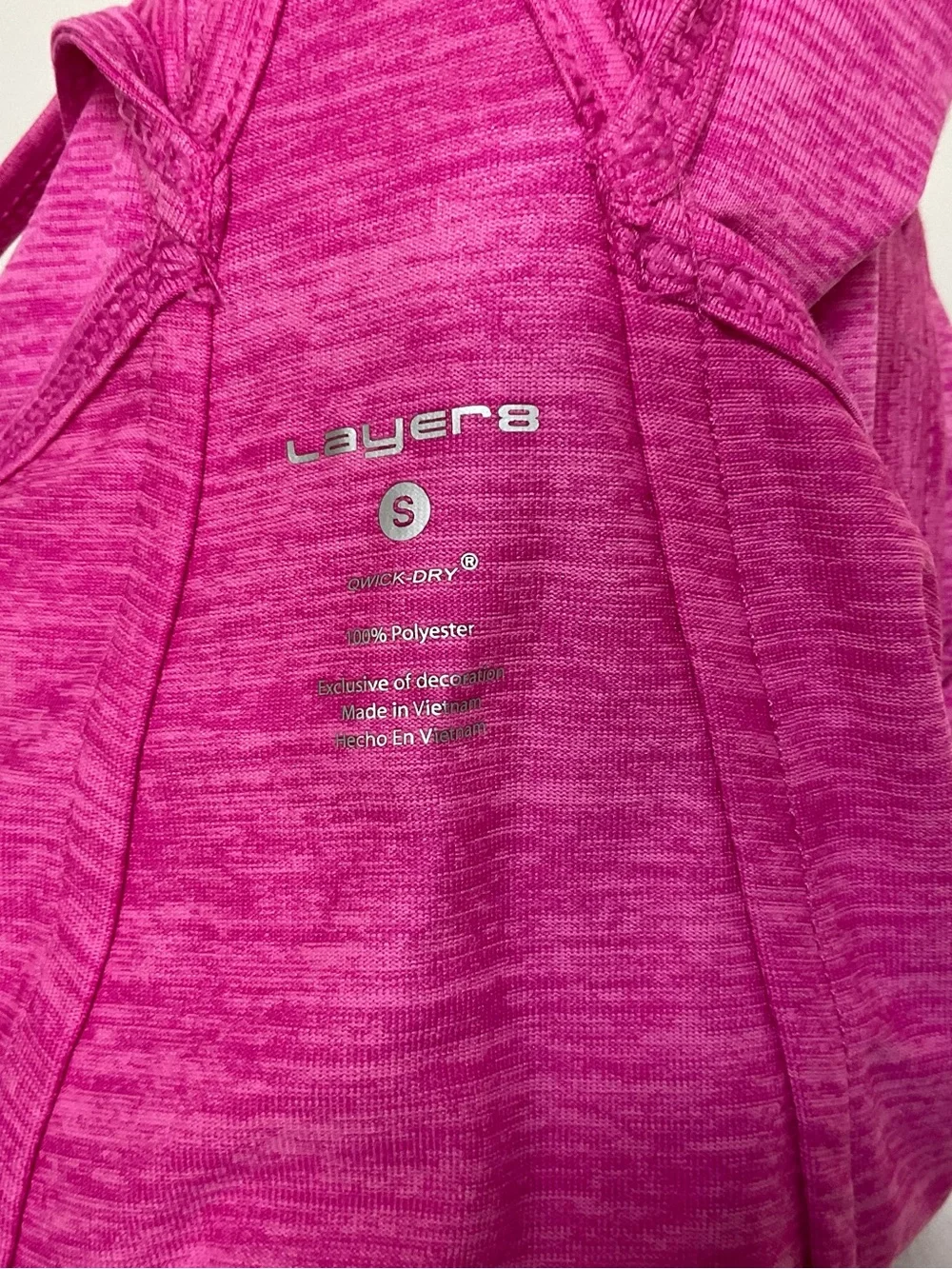 Layer 8 Double-Strap Heathered Fuchsia Tank - Picture 9 of 9